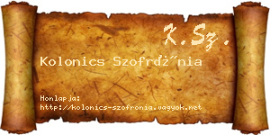 Kolonics Szofrónia névjegykártya
